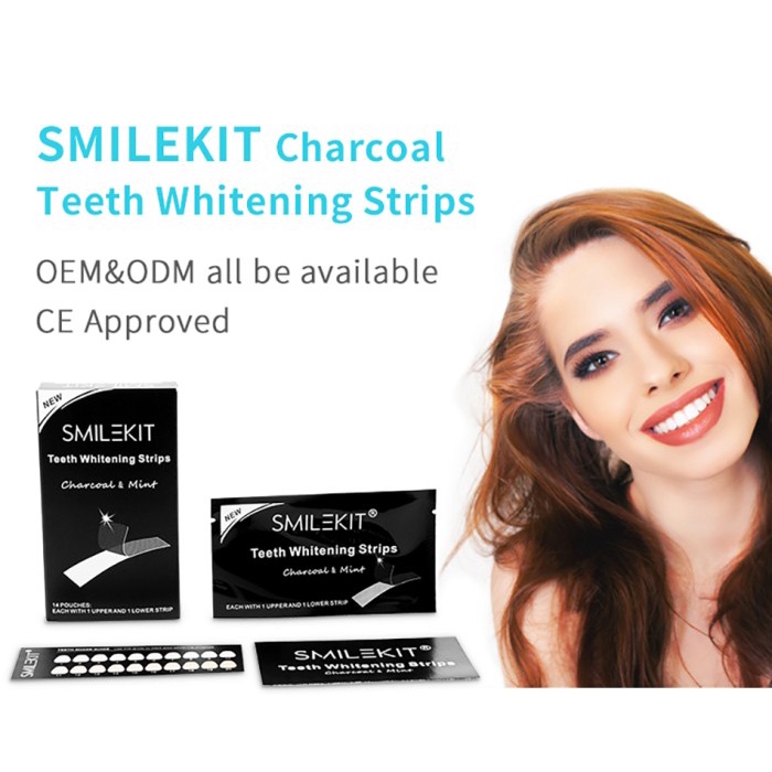 Atas dan Bawah Strip Pemutih Gigi Instan Arang Pemutih Gigi