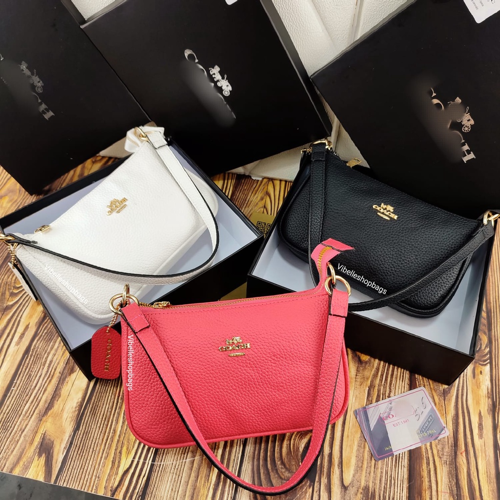 Coac Top Handle Pouch in Signature Mahogany Black/Tas Wanita /Tas Bahu/ tas selempang/Shoulder bag - COACH SIGNATURE Kleo Hobbo Bag Tas Selempang Import Kulit - Co@ch Tas Top Handle Signature Micro C04ch Cross body Tas Batam Import NAGITABAGS 1793