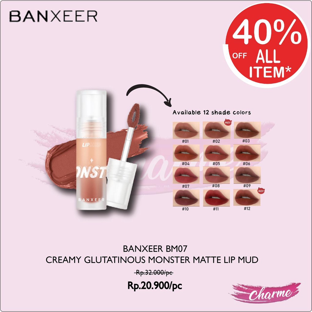 (READY &amp; ORI) Banxeer Matte Monster Lip Mud Lip Matte Lipstick BM07