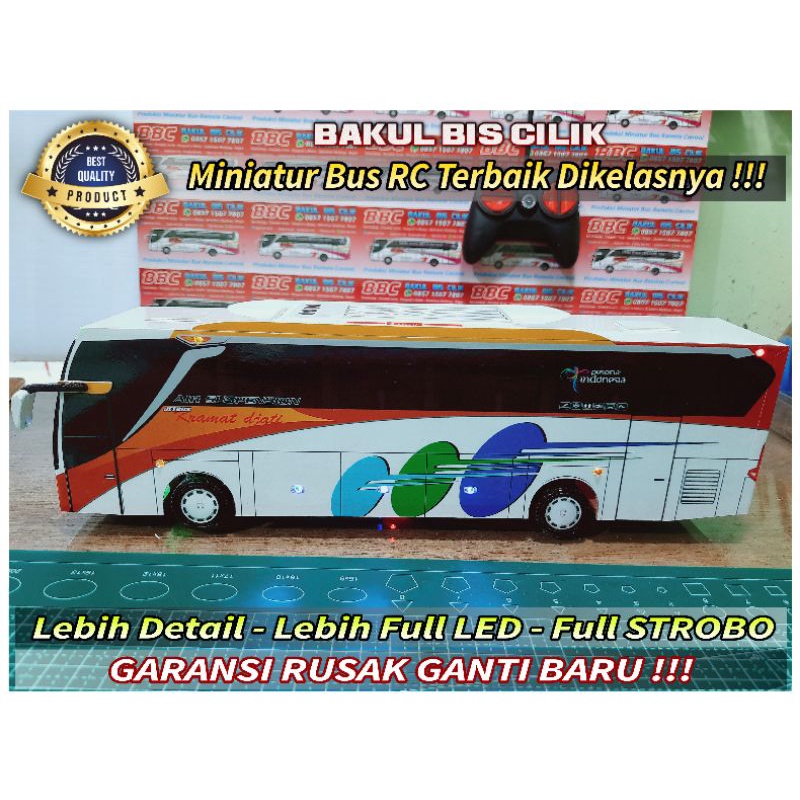 Miniatur Bus RC Kramat Djati ( Remot Control ) DETIL RAPIH FULL TELOLET FULL STROBO FULL LED