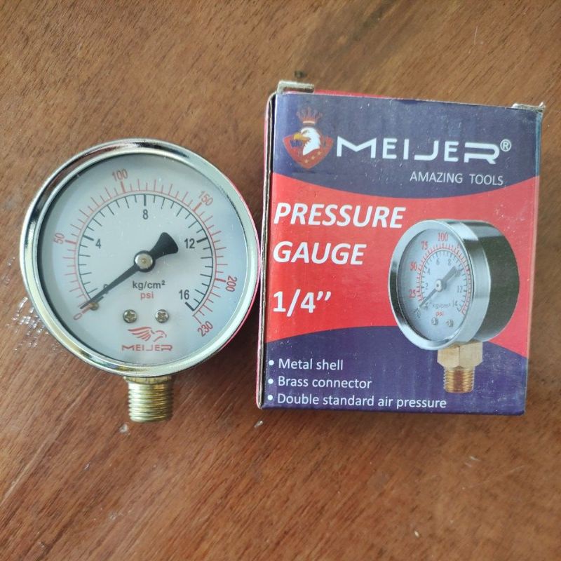 pressure gauge 1/4 Meijer 16bar 230psi / pengukur tekanan kompresor 16bar meijer