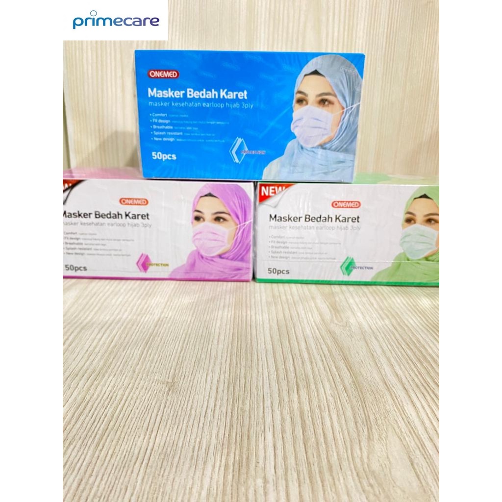 Masker Headloop ONEMED 3PLY / Masker Hijab ONEMED Karet / Masker Onemed