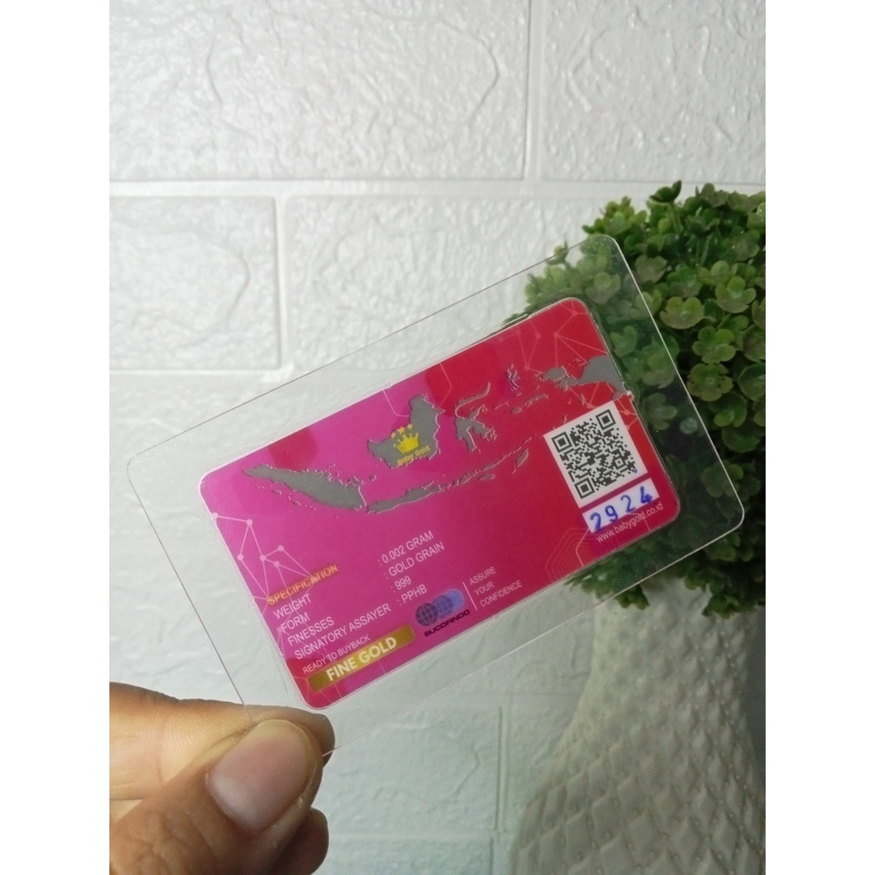 BABY GOLD Reguler Series 0.002 Gram Kemasan Laminating TERMURAH TERLARIS Emas Mini Emas Batangan Logam Mulia Murni 24 Karat Bersertifikat Resmi Asli Original Tabungan Emas Souvenir Keren Mewah