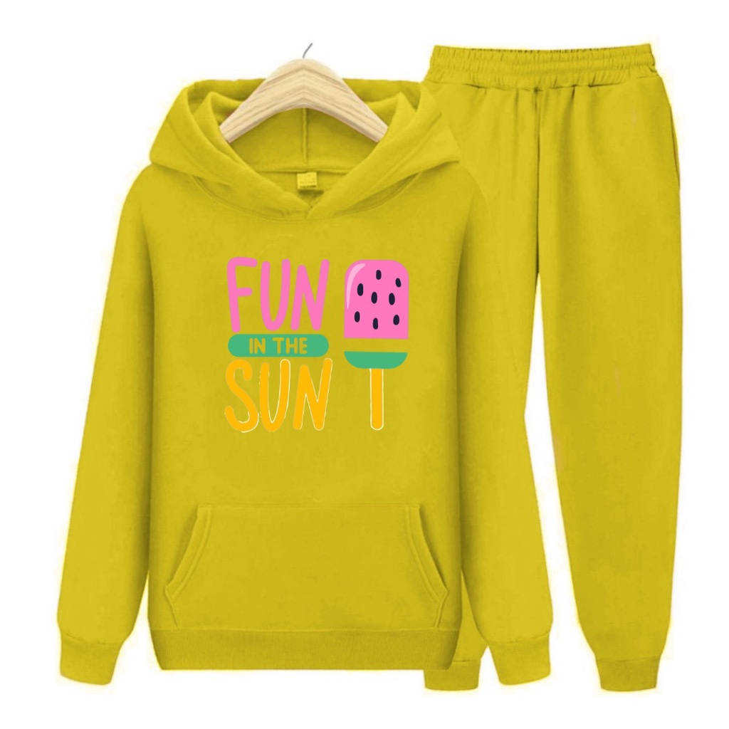 Setelan Sweater anak FUN IN THE SUN /Baju Sweater Hoodie Anak