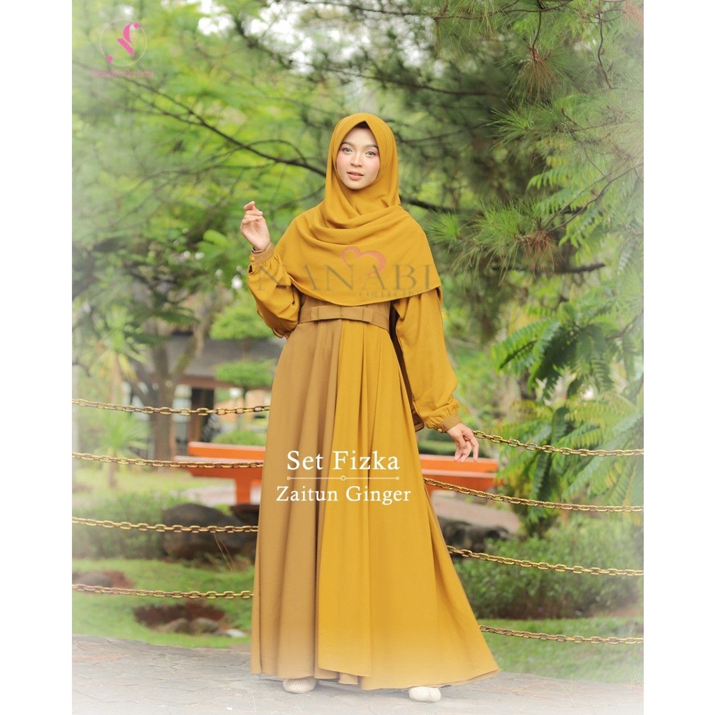 Set Gamis Fizka Kuning Kunyit Series Nanabi Collections
