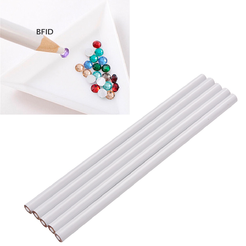 [BFID] 5pcs Permata Kristal Berlian Imitasi Pemetik Pensil Nail Art Craft Alat Lilin Pena Putih Baru Rhinestones Kristal Permata Wax Picker Pensil Seni Dan Kerajinan Nail Art Alat 2x Alat Pemetik Lilin PE