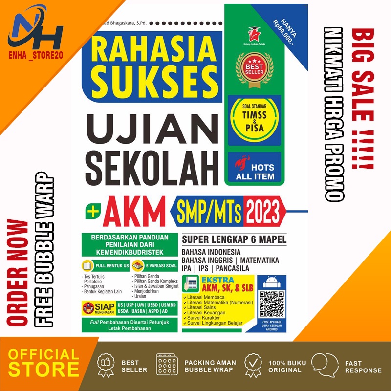 Enha Store20 BIG PROMO Buku Rahasia Sukses UN + USBN SMP/MTs 2022 Buku Latihan Soal Ujian Nasional S