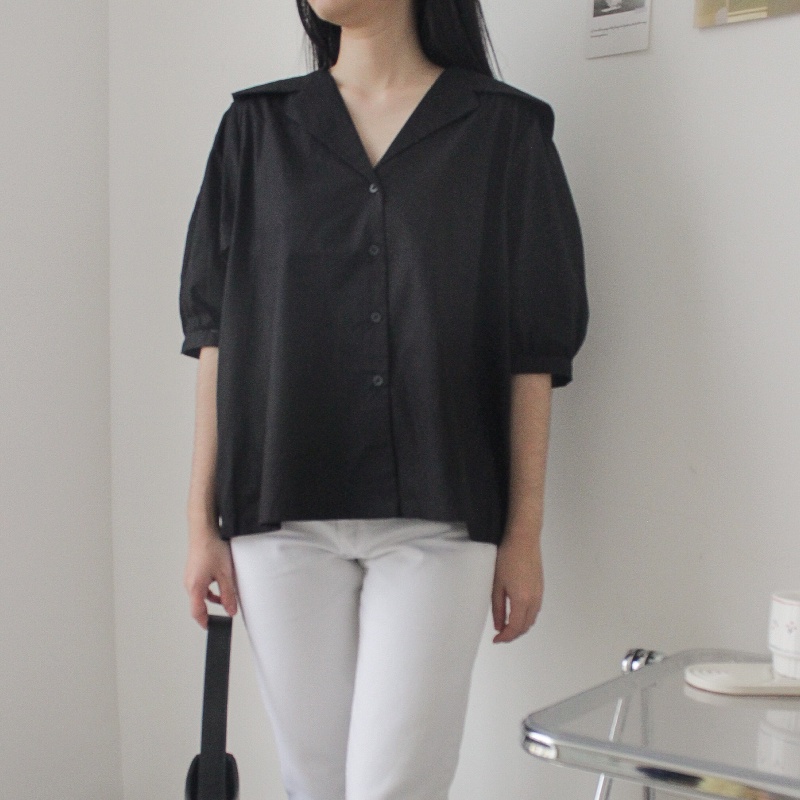 [SAMPLE SALE] MINA KOREAN BLACK TOP SHIRT BLOUSE KEMEJA WANITA | NEURU