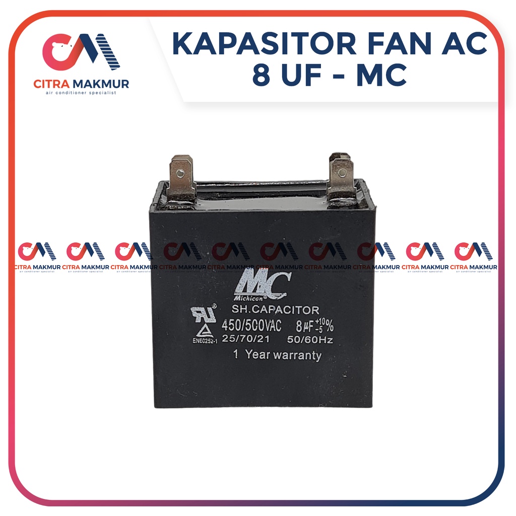 Kapasitor Fan AC 8 uf Kaki 4 Capasitor mikro Kipas angin Dinamo Blower Outdoor Mesin kotak MC Cuci Kulkas