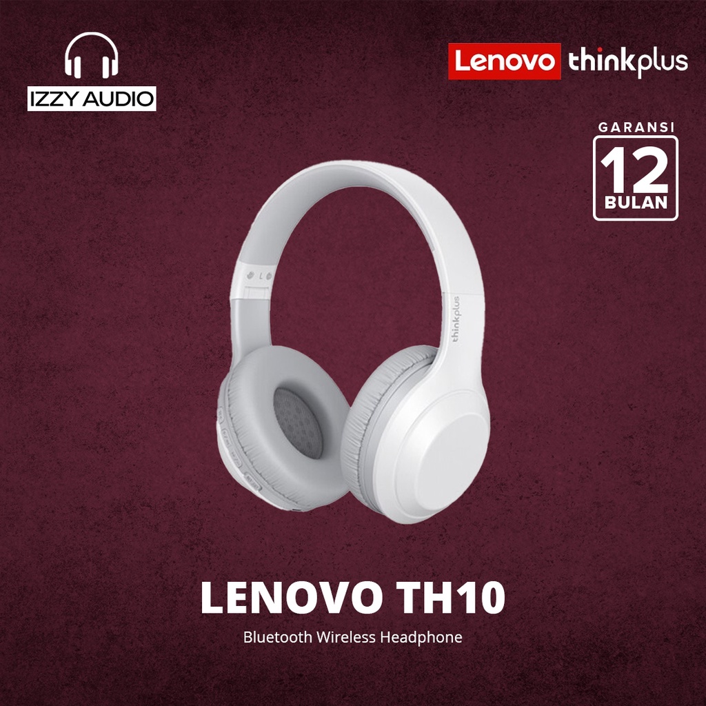 {Free Stiker} Lenovo TH10 Headphone Bluetooth Wireless Headset Earphone V5.0 - Putih