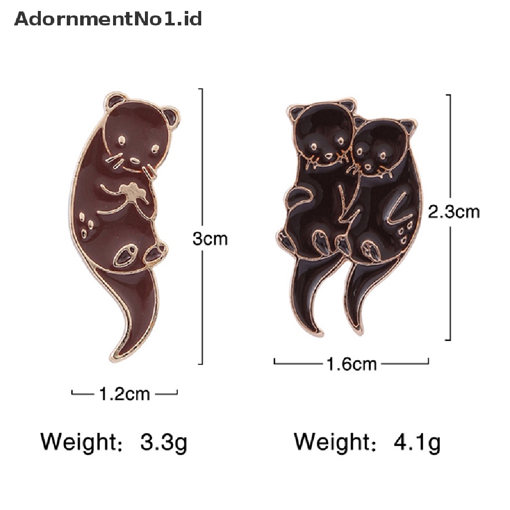 [AdornmentNo1] Otters Pegang Tangan Enamel Lapel Pin Lencana Pin Topi Pakaian Aksesoris Perhiasan [ID]