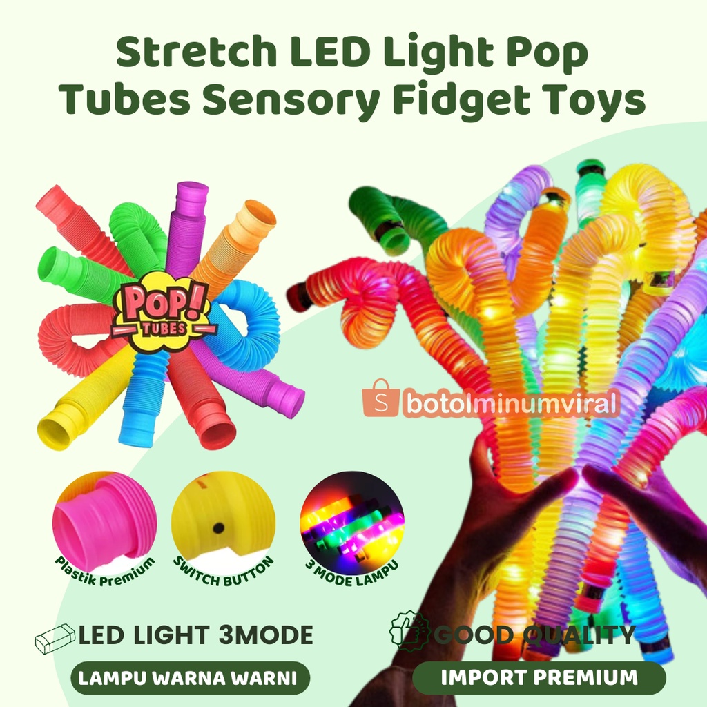 Mainan Viral Light Pop Tube LED 3 Tipe Lampu Warna Warni Fidget Toys