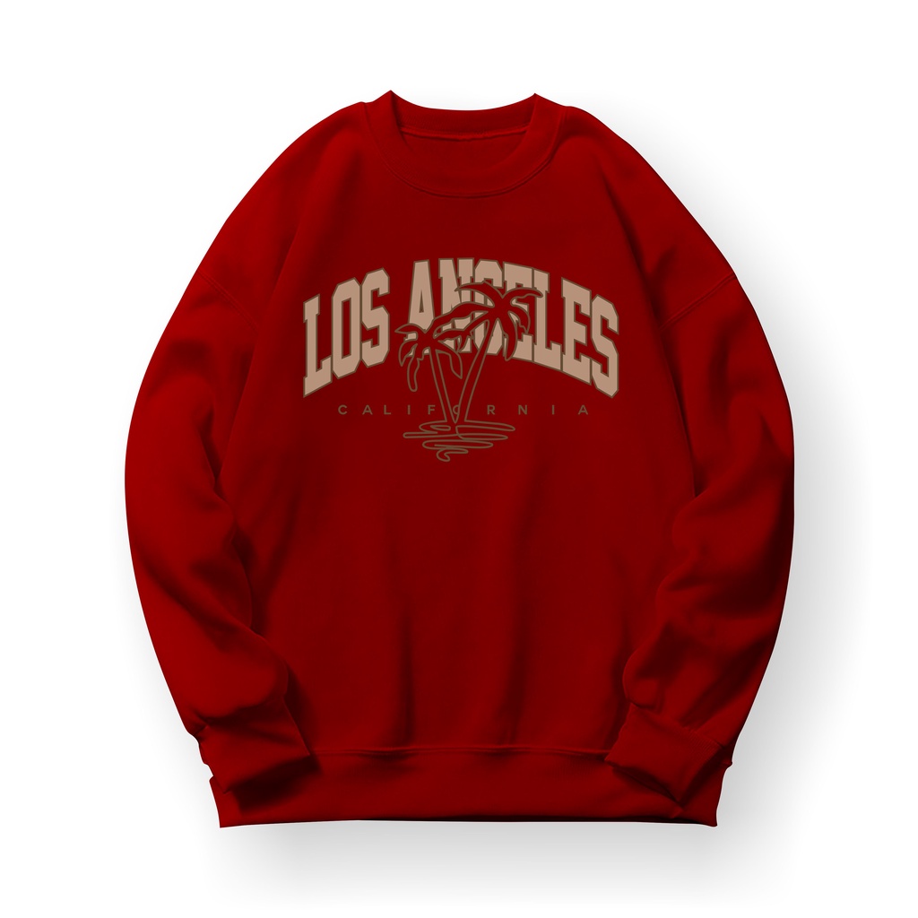 Sweatshirt Basic LOSANGELES CALIFORNIAII Sweater Crewneck Print DTF II Size M - XL Anak &amp; Dewasa ( Pria &amp; Wanita )