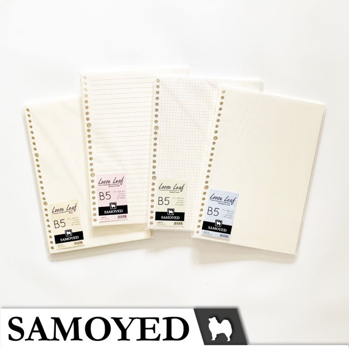 

Kertas Loose Leaf B5 , 26 Holes Isi 60 Lembar Samoyed Polos Garis Kotak Titik