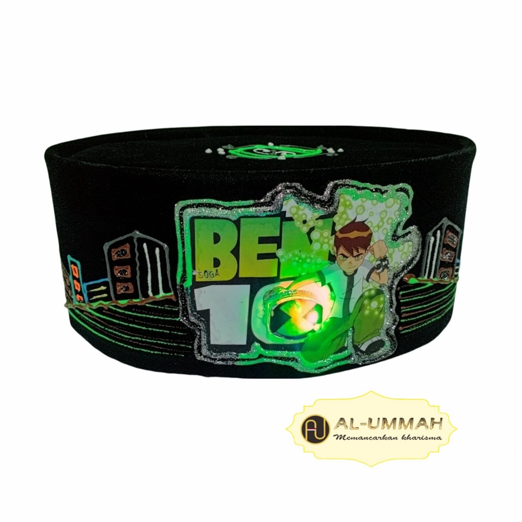 Peci Songkok Hitam Motif karakter anak MOBILE LEGEND Tinggi 9 kopiah Gambar beludru halus untuk Anak