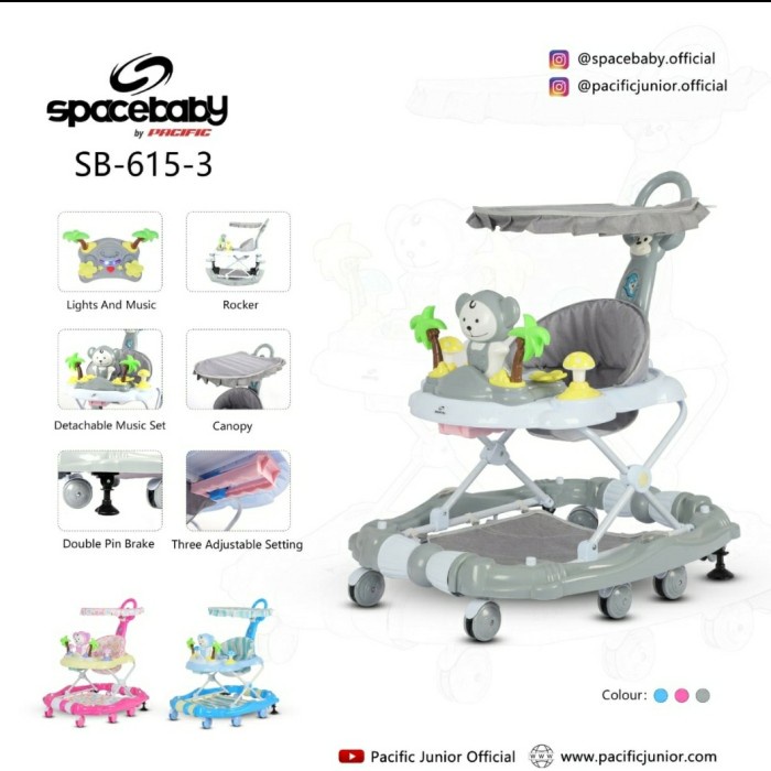 Wako Babywalker Spacebaby Sb 615-3 Baby Walker Space Baby Sb615-3 Sb-615-3