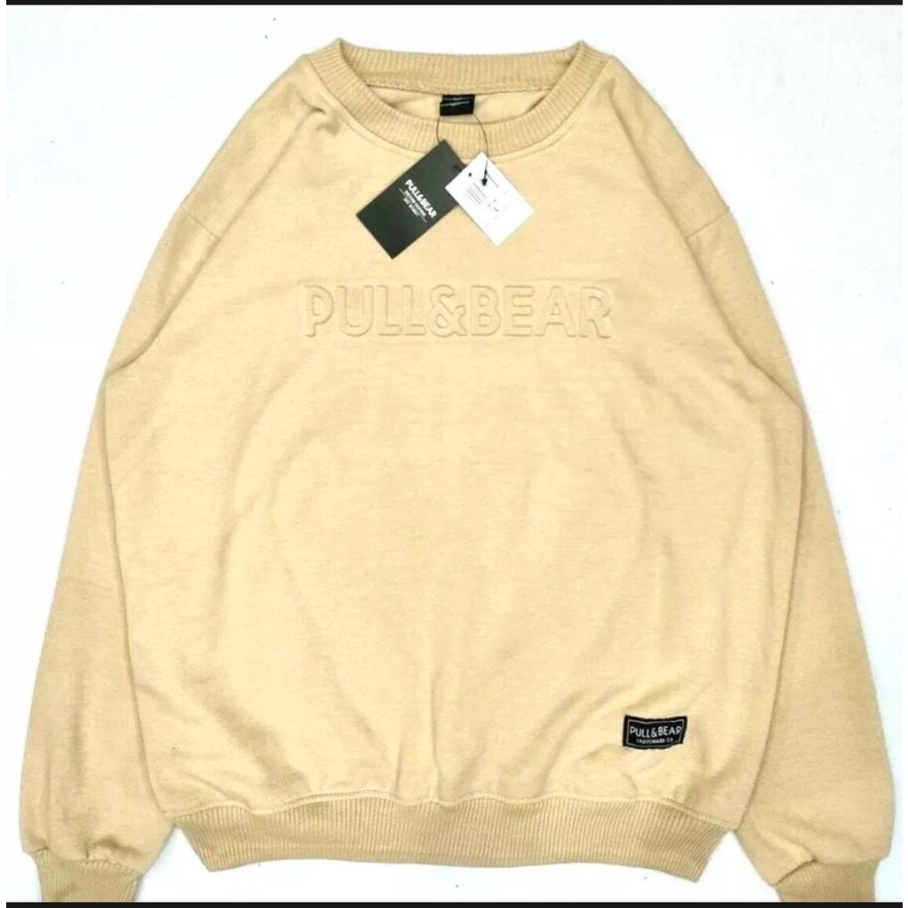 C0D - Sweater Crewneck Plul And Bear Kuning Kunyit Premium Distro / Crewneck Pullbear Logo Texs Pull Embosd 3D Bahan Tebal Gramasi 280