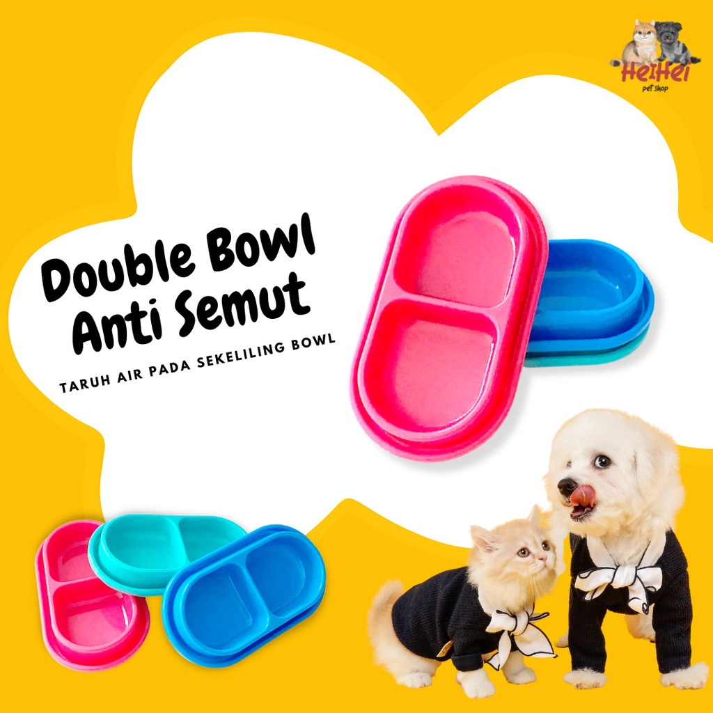 Double Bowl Anti Semut Kotak Dove - Tempat Makan Anjing Kucing Hewan Anti Semut