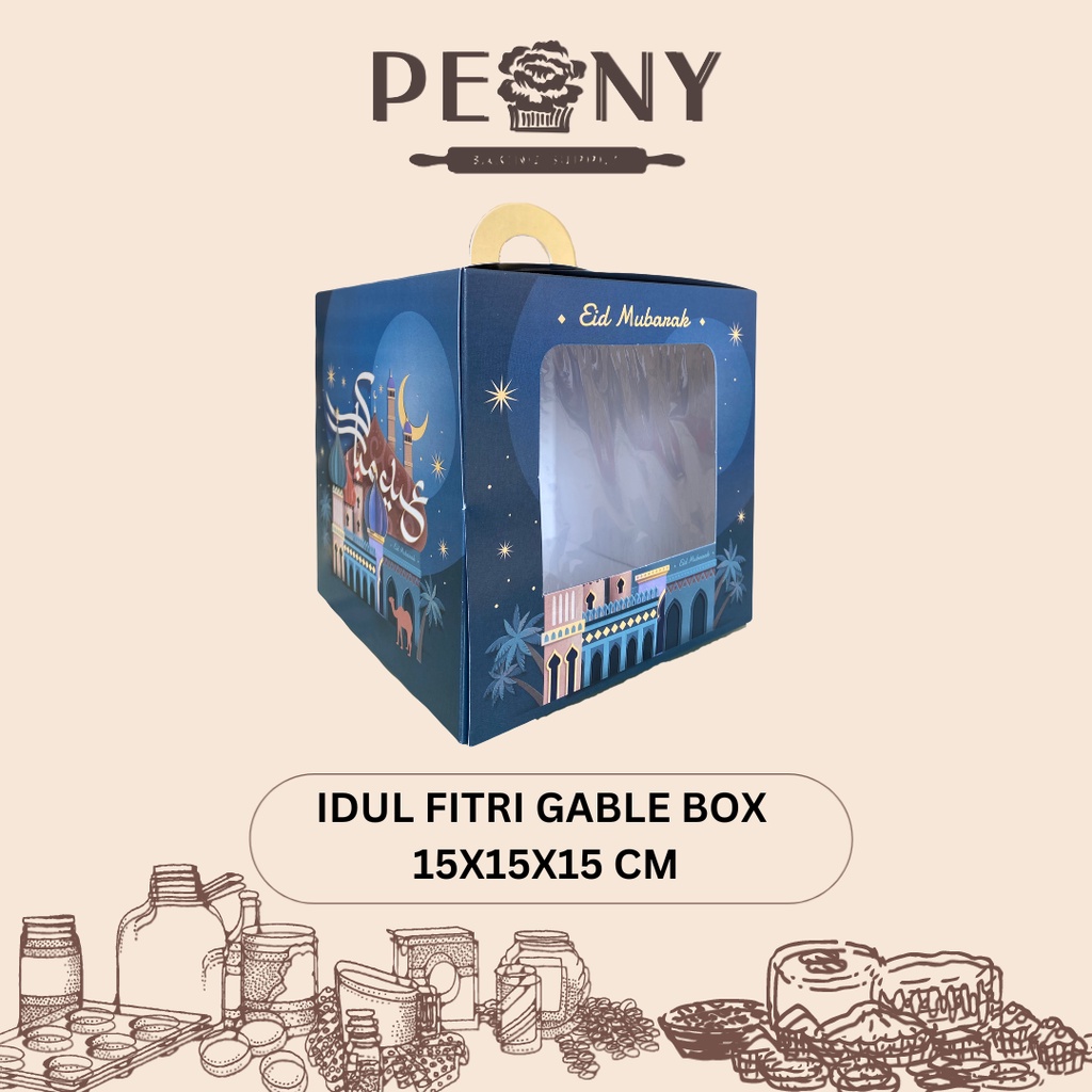 PAPASO PACKAGING IDUL FITRI GABLE KOTAK BOX UKURAN 15X15X15 CM