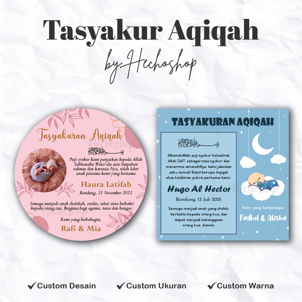 

Stiker / Kartu Tasyakuran Kelahiran / Aqiqah BATCH 3 [HECHO SHOP]