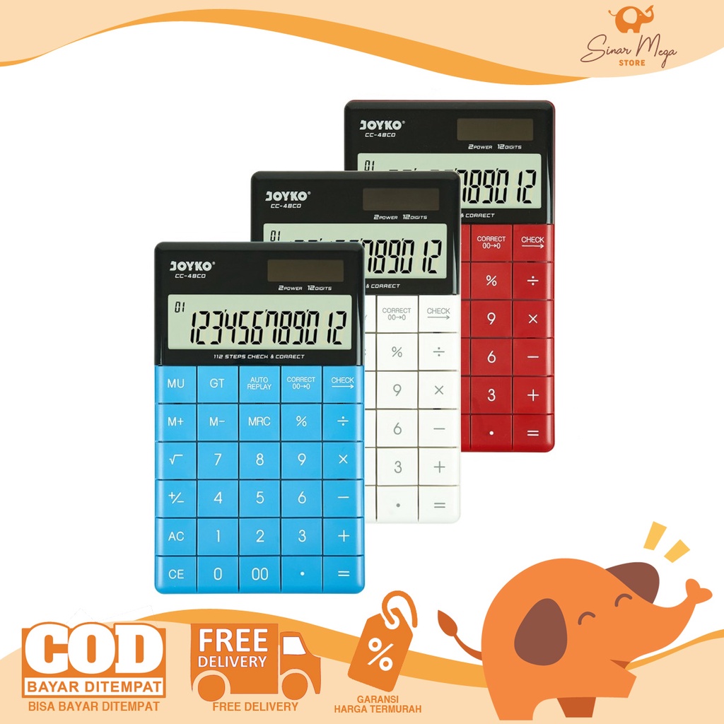 

Joyko Calculator CC-48CO / Kalkulator 12 Digits Check Correct Murah Berkualitas