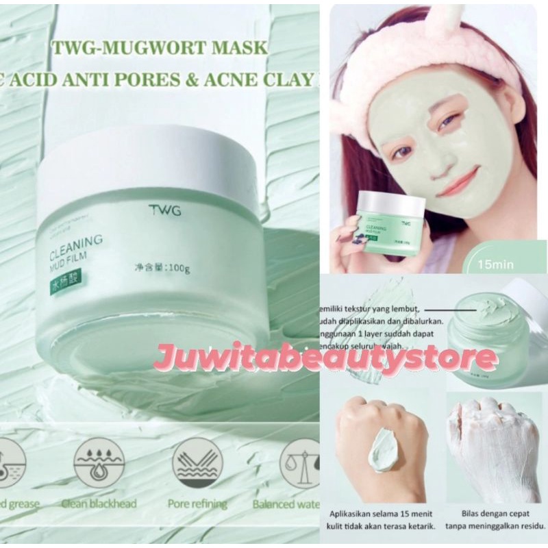 TWG Mugwort Mask Salicylic Acid Anti Pores & Acne Clay Mask 100g XX069