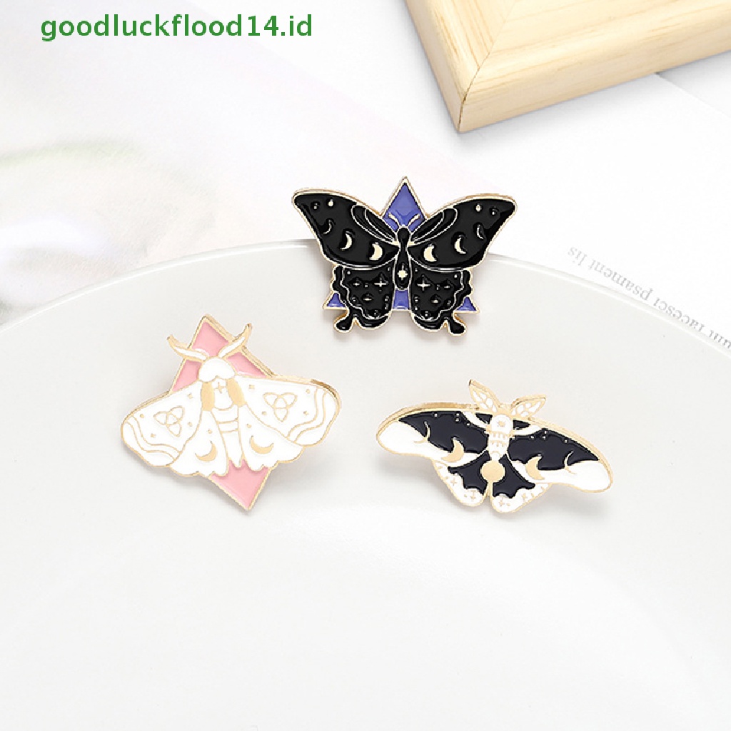 [GOOGFOUR] 3pcs Pin Enamel Kupu-Kupu Ngengat Fase Bros Tas Pakaian Lapel Pin Lencana Hadiah [TOP]