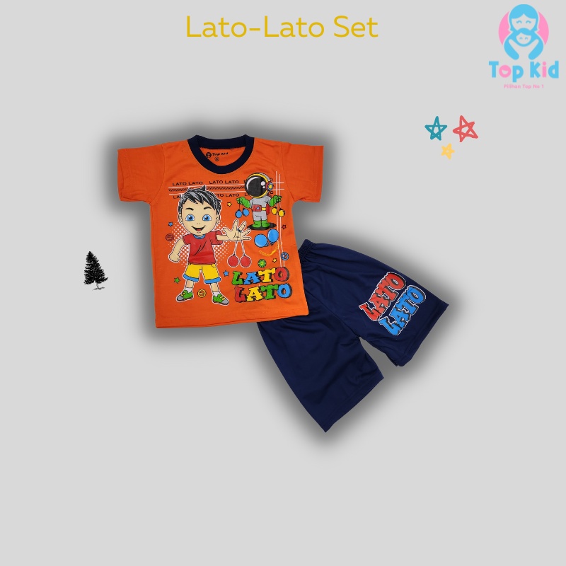 Baju Setelan Kaos Anak Laki-Laki Motif Lato-Lato