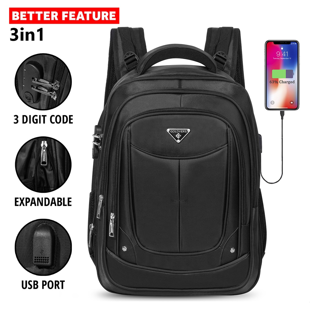 POLO LAND Tas Ransel Anak Sekolah, kuliah, Kerja import Backpack Free Rincover dan Kabel USB-DISTRIBUTOR TAS