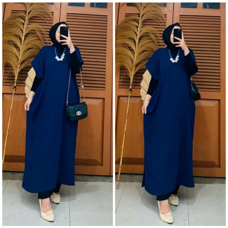 Long Dress Square Cringkle Airflow | Gamis Crinkle Atasan Muslimah-4