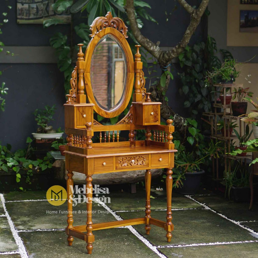 Tolet Meja Rias Kayu Jati Ukiran Jepara
