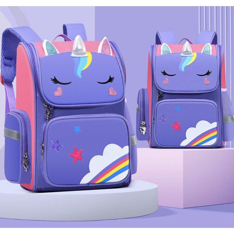 BEST SELLER Tas Ransel Anak Sekolah Karakter Unicorn Pelangi / Ransel anak Untuk perempuan Sekolah SD Free Botol