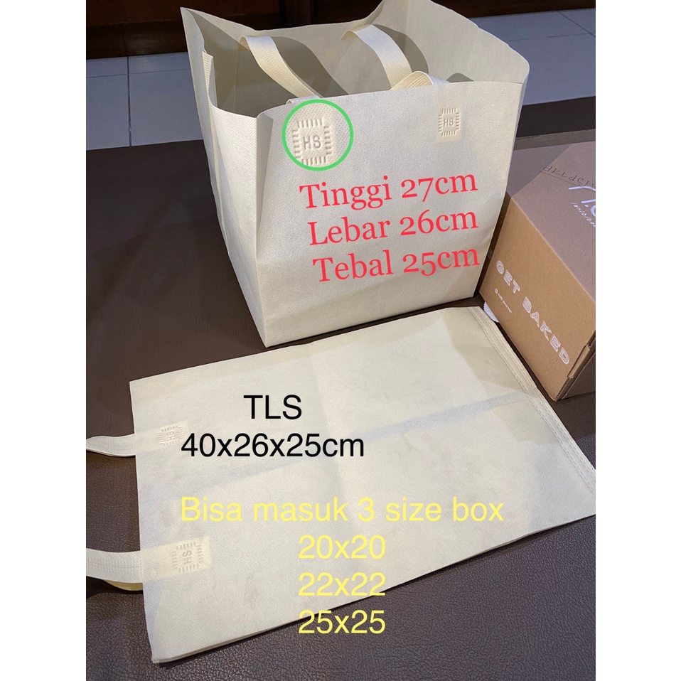 1 HARI BERES TAS SPUNBOND 75GSM  SUPER TEBAL MAKSIMAL 10 KG model BOK NASI UK 27X26X25  GODDIE / Spunbond/ totebag/ goodiebag plus sablon