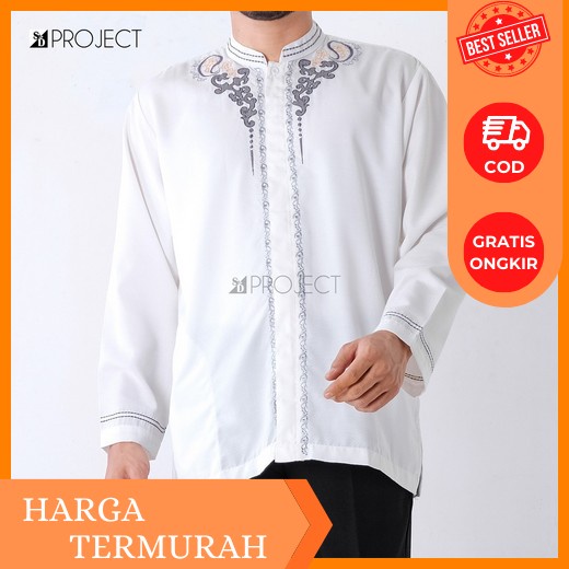 Baju Koko Pria Lengan Panjang Motif Kobata Koko Pria Dewasa Terbaru Baju Muslim Pria Dewasa Kemeja Koko Lengan Panjang Pendek Kemko Import Terbaru Kurta Lebaran 2023 Baju Koko Poli Katun Bordir Lengan Panjang Ukuran M L Xl Dewasa Remaja - Putih Tulang