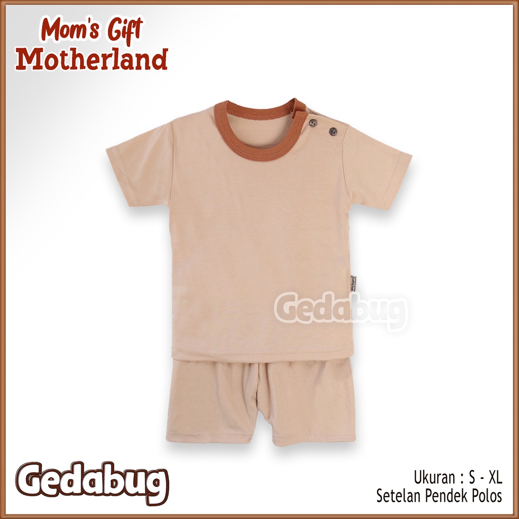 Setelan PENDEK Moms Gift / Ridges | Setelan Kaos + celana pendek Anak Polos Kancing Pundak | Gedabug