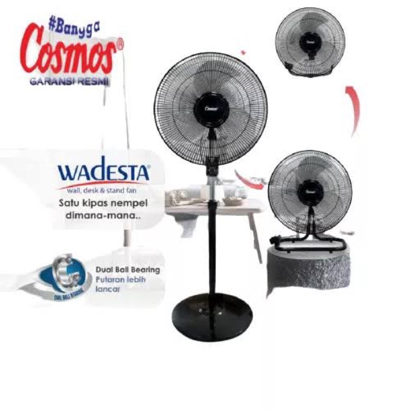 Kipas Cosmos Wadesta Stand SIF 1804S Kipas Besi Industrial 3 in 1 Dinding Meja Berdiri