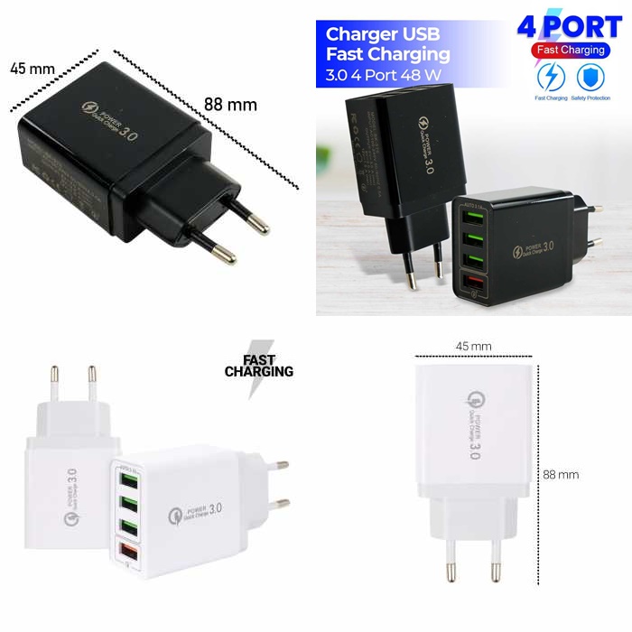 Kepala Batok Charger USB Fast Charging QC 3.0 4 Port 48 W - BK-376