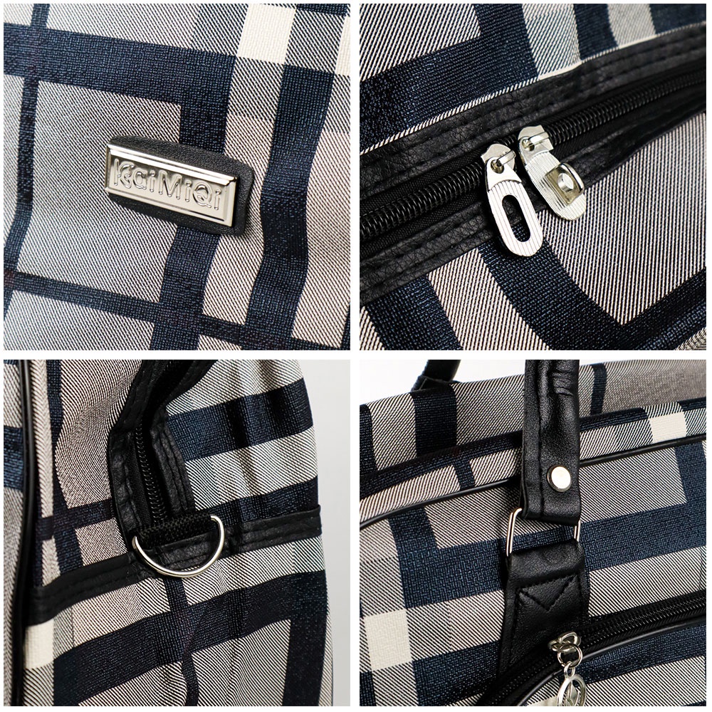 RAIMIQI SEMOR Tas Travel Jinjing Duffle Bag 20 Inch Black Gray Grid - CB001 - No Color