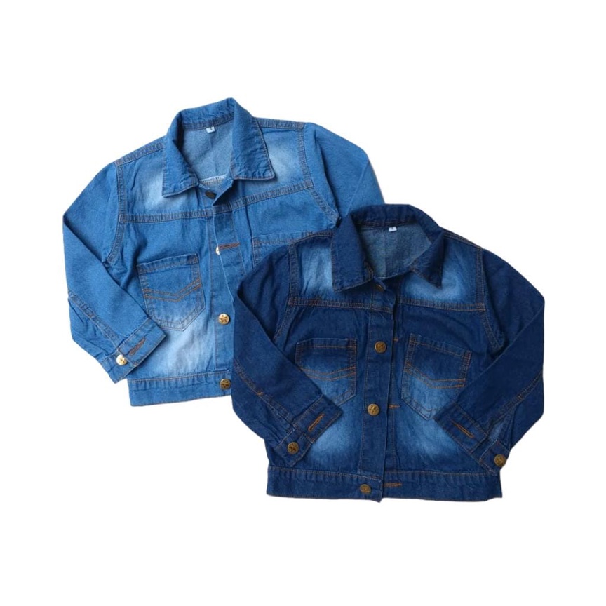 (capung kidswear) Jaket Jeans Kerah Anak Laki dan Perempuan unisex (1-6 tahun)