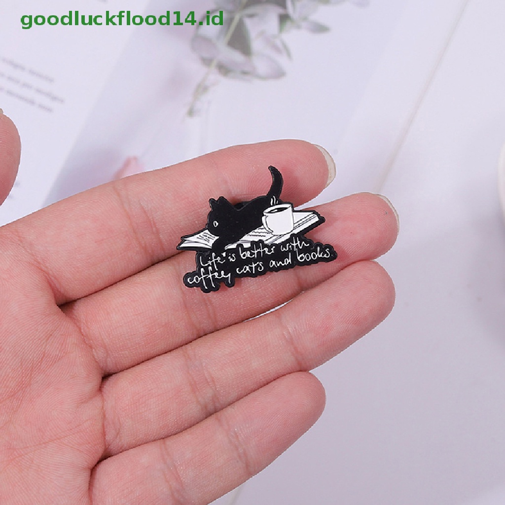 [GOOGFOUR] Dream Life Enamel Pins Custom Life is Better with Cat Coffee Book Bros Lapel Badges Hadiah Perhiasan Hewan Untuk Teman Anak [TOP]