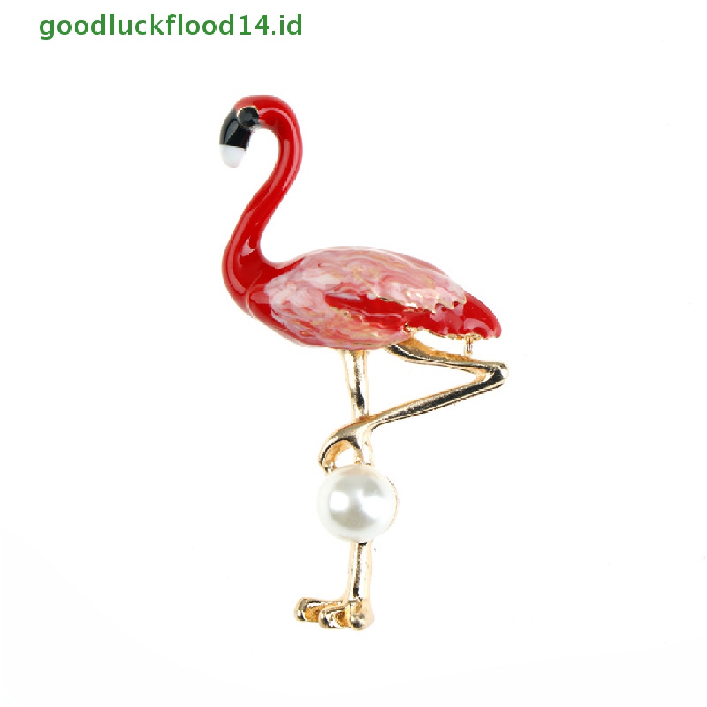 [GOOGFOUR] Flamingo Hidup Bros Unisex Wanita Dan Pria Bros Pin Burung Gaun Mantel Perhiasan [TOP]