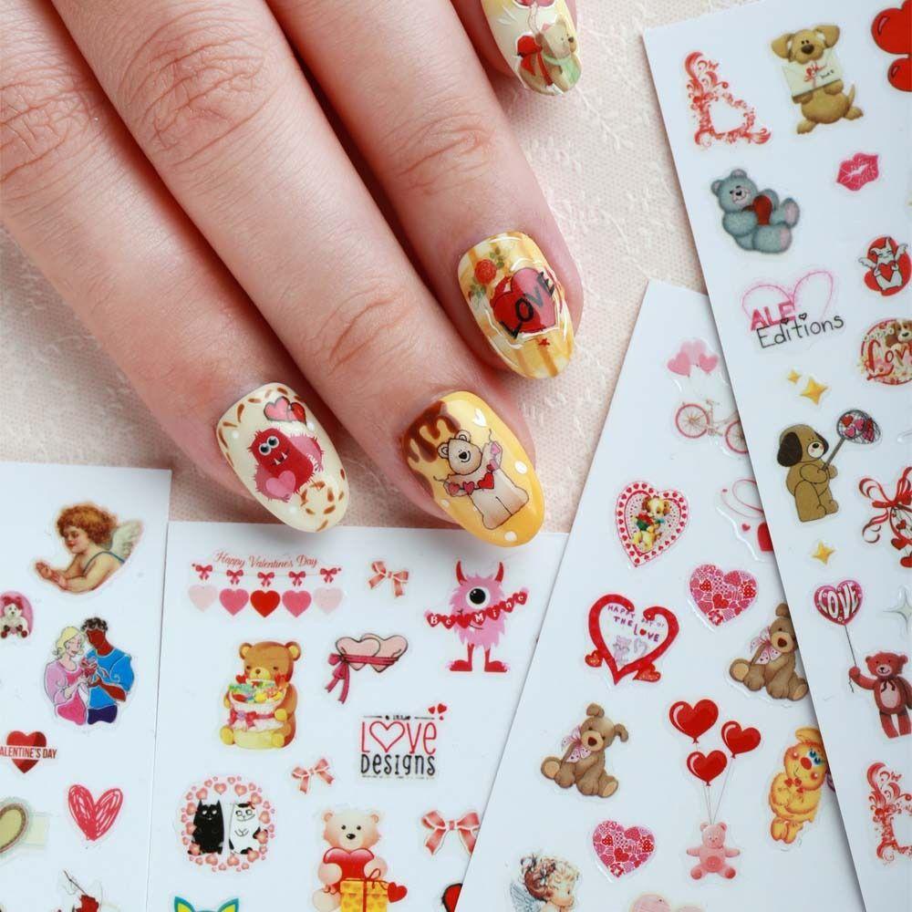 Mxbeauty Kartun Stiker Kuku Wanita Perekat Diri Hari Valentine Nail Art Ikatan Simpul Manicure Aksesoris Nail Art Dekorasi