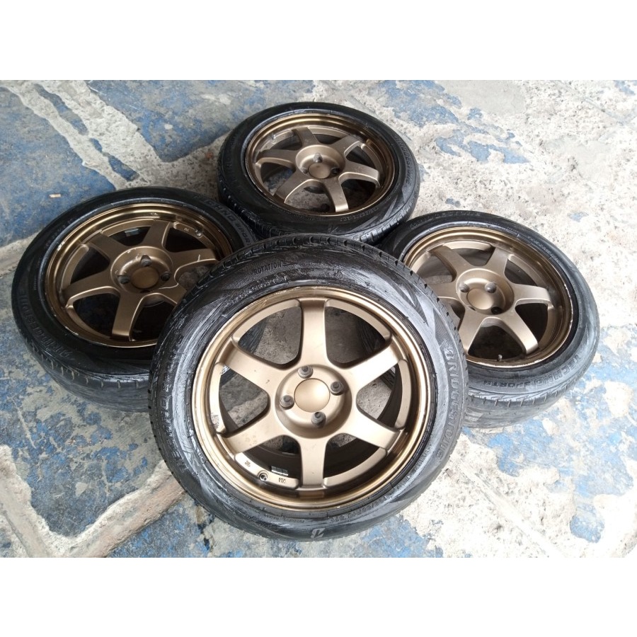 Velg Mobil Racing Ring 16 TE37 R16 Lebar 7 Pcd 4X100 ET35 BAN 195 55 R16
