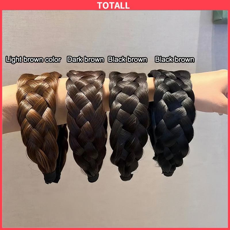 COD Ikat Kepala Wig Kepang Bertepi Lebar ikat kepala Kepang Fishbone Menebal Kepang Twist yang Menebal Cuci Muka Ikat Rambut Wanita-Totall