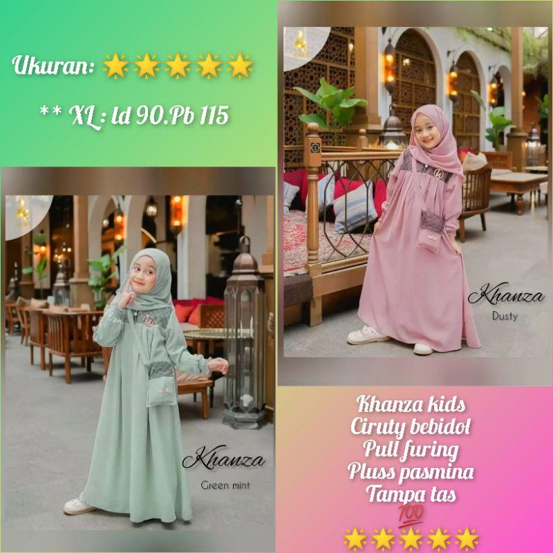 GAMIS ANAK PEREMPUAN TERBARU BAHAN CIRUTY PLUS PASMINA TAMPA TAS USIA 5THN- 13THN PAKAIAN MUSLIM ANAK TANGGUNG BAJU GAMIS ANAK USIA 5 THN-12THN/BAJU DRESS ANAK  PLUS PASMINA BAHAN CIRUTY BEBIDOL/KHANZA KIDS TERLARIS OOTD RACUN SHOPEE BAHA CIRUTY