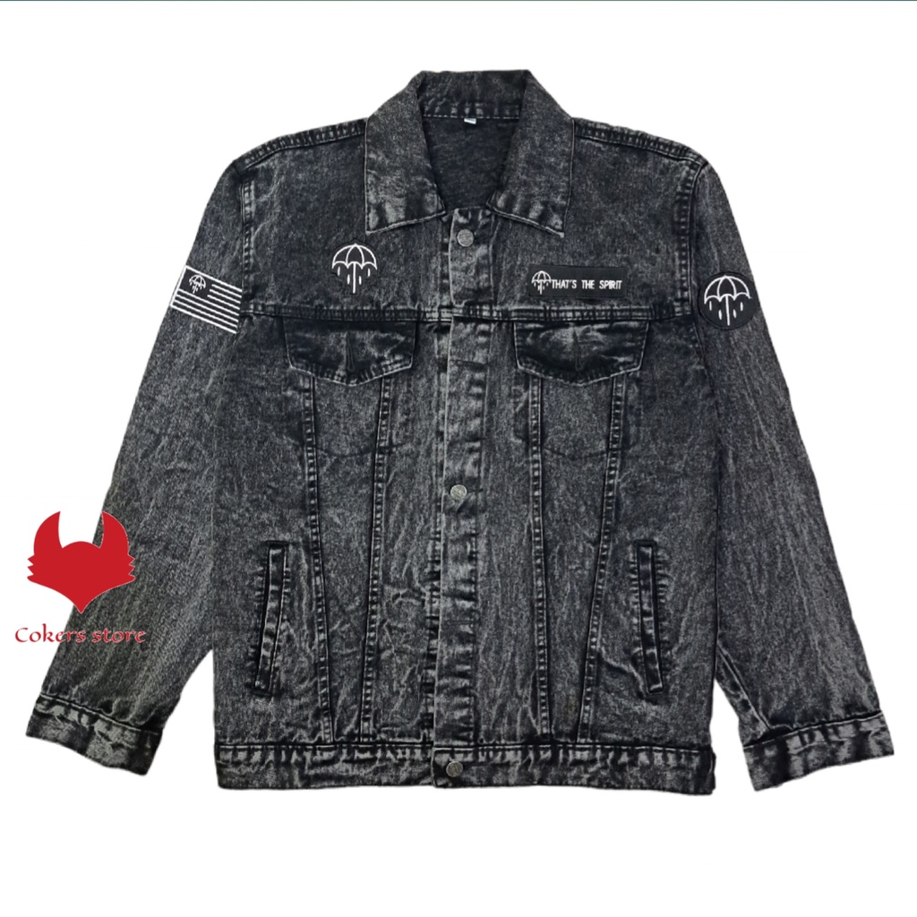 Jaket Jeans Denim Bordir Emblem Pria - BMTH SANDWASH