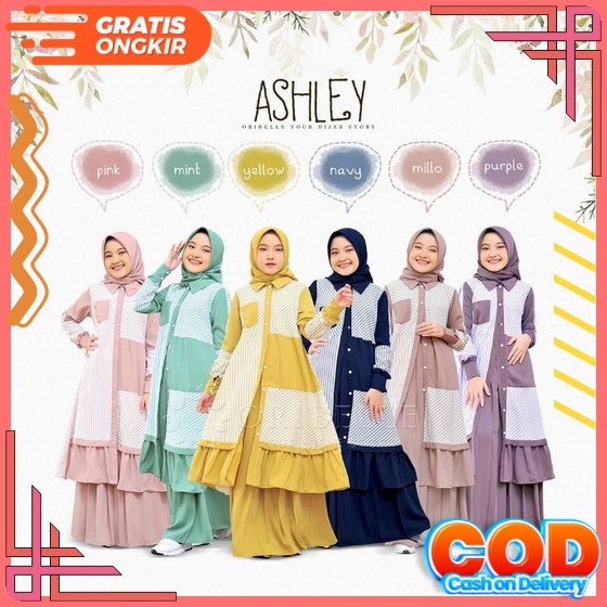 Malika Syari Kids Original Alifa Setelan Busana Muslim Anak Usia 2-13 Tahun Oneset Gamis Dan Khimar 