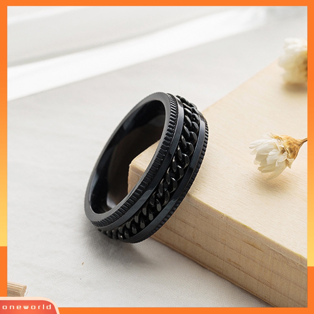 {oneworld} Cincin Pria Sederhana Tinggi Dipoles Perhiasan Fashion Rantai Berputar Hias Jari Ring Untuk Pesta