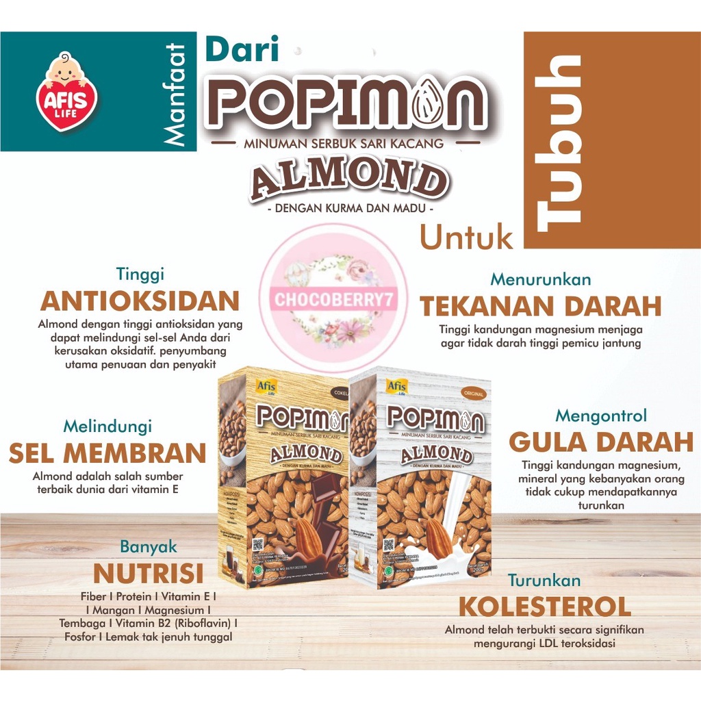 POPIMON Sari Bubuk Almond AFIS LIFE Susu AFIS Minuman Susu Almond AFIS POPIMON 200gr
