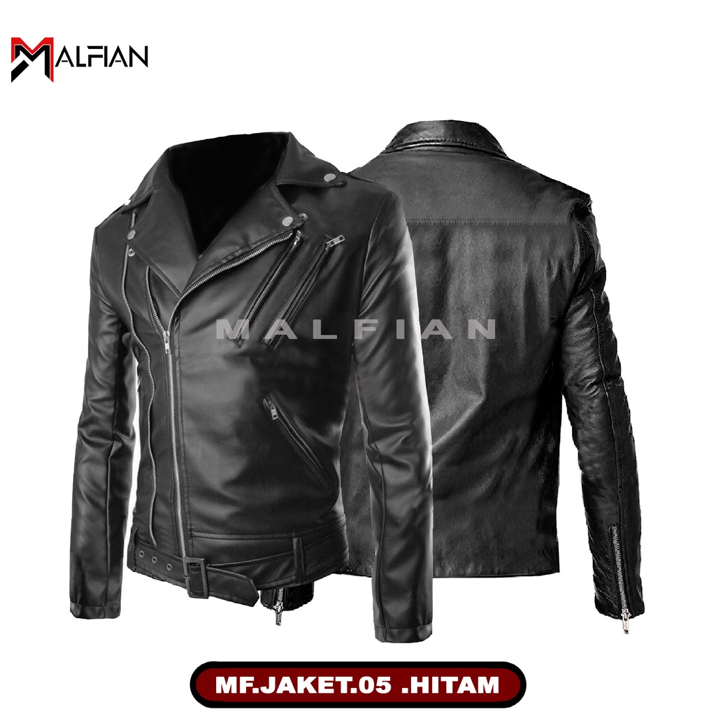 Jaket Rock N Roll Pria Jaket Kulit Sintetis Rock N Roll Pria Jaket Rocker Pria MF.05